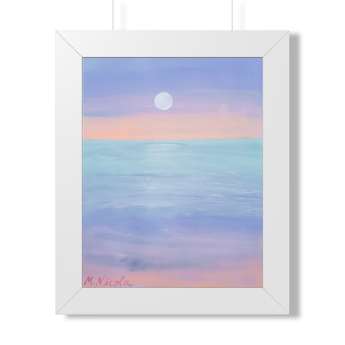 Serene Moonlit Seascape Framed Poster